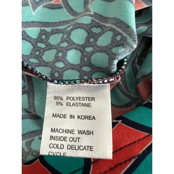 Tracy Negoshian Alina Burnt Orange and Blue Patterned A-Line Dress- Size S - Picture 5 of 5